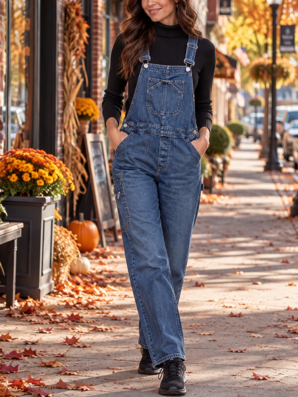 GAP Women's Blue Denim Overalls with Front Bib Pocket